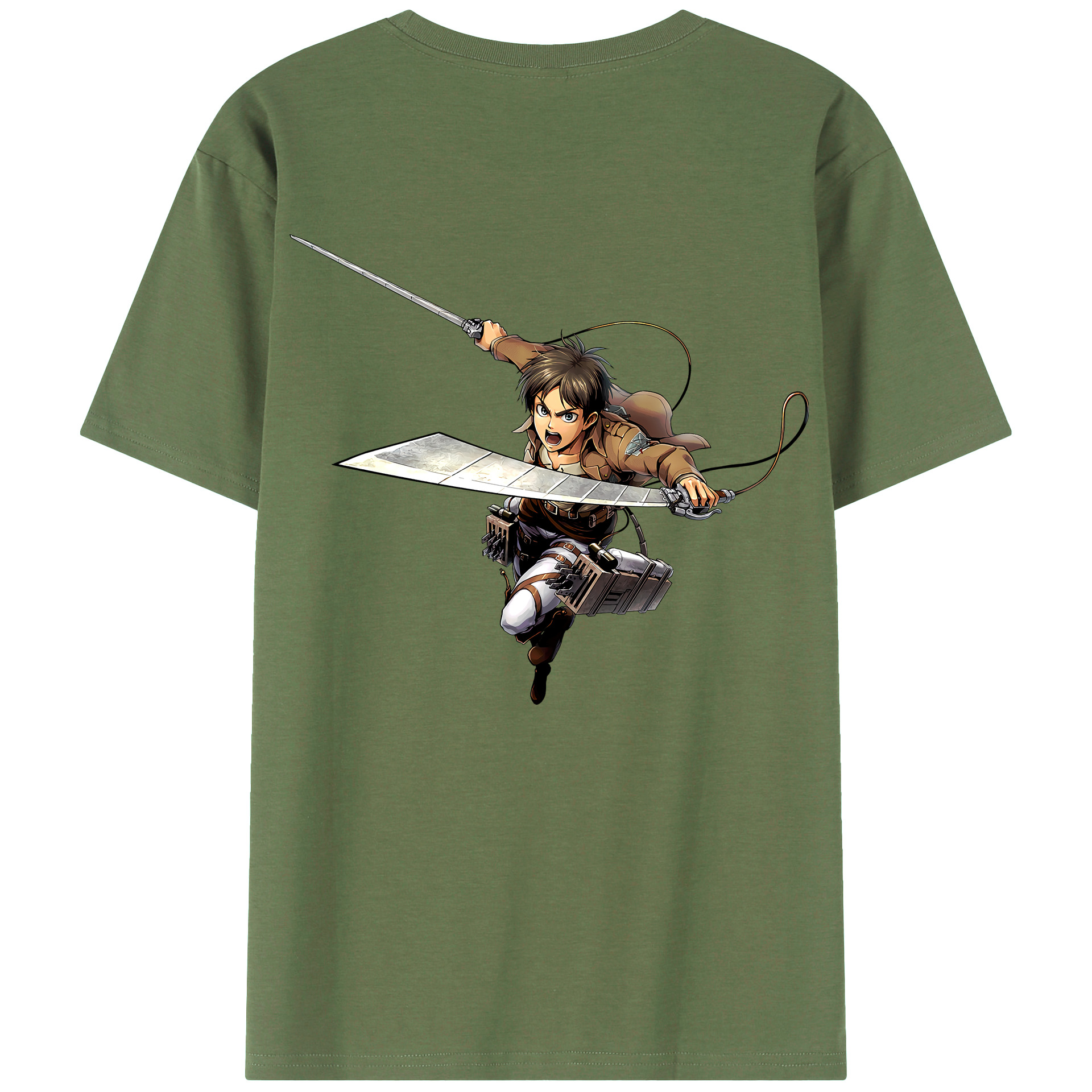 （画像用） 進撃の巨人 エレン･イェーガー Attack on Titan Eren Jäger 綿100％ メンズ半袖Tシャツ（バックプリント） 通気性